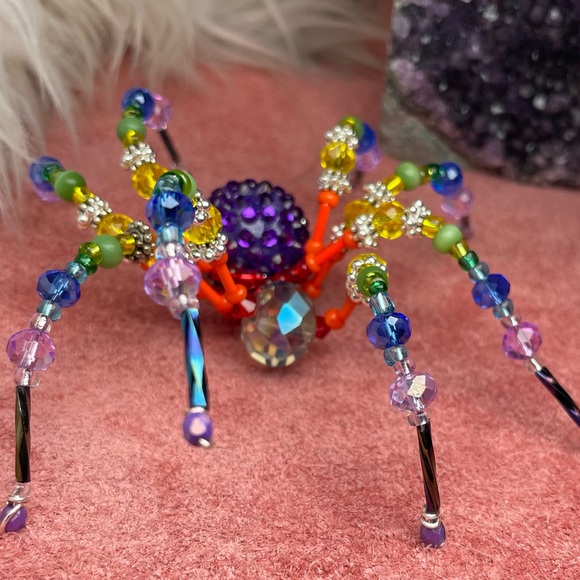 Colorful Rainbow Glass Crystal Spider Ornament Suncatcher - Picture 7 of 17